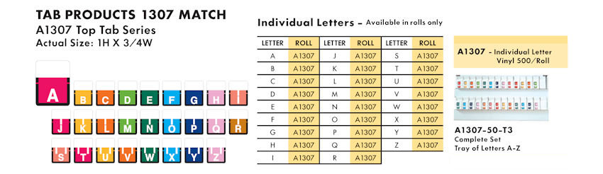 Alpha Labels 29 Tab Products 1307 Match