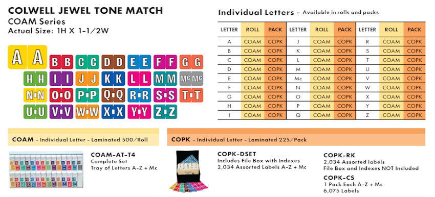 Alpha Labels 6 Colwell Jewel Tone Match
