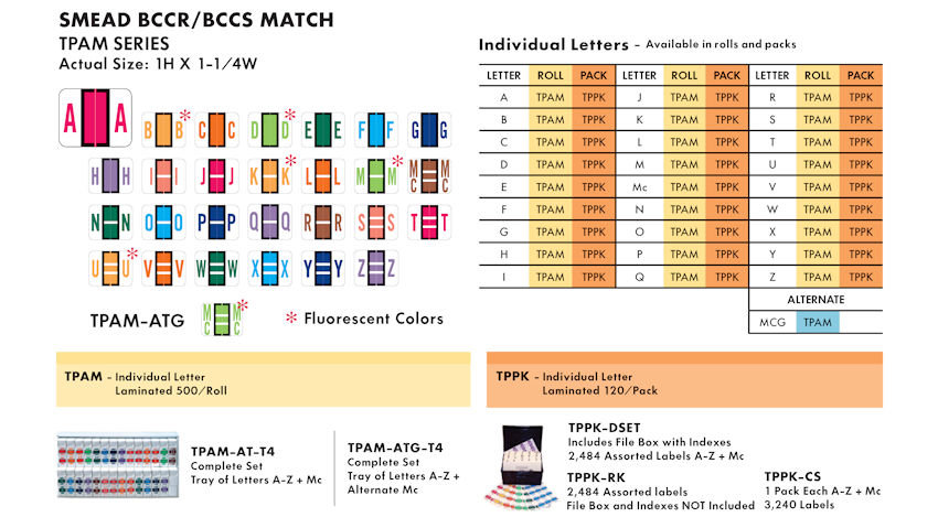 Alpha Labels 25 Smead BCCR / BCCS Match