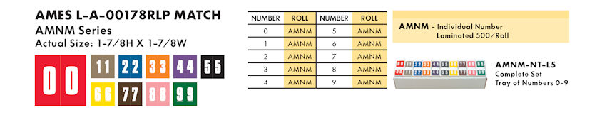 Numeric Filing Labels 4 AMES L-A-00178RLP