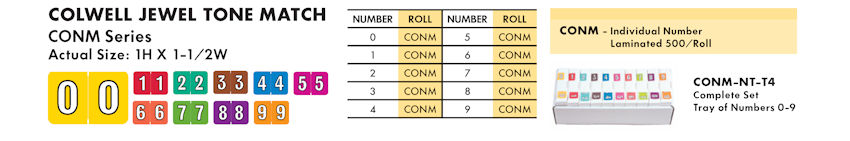 Numeric Filing Labels 20 Colwell Jewel Tone