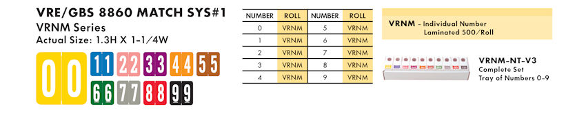 Numeric Filing Labels 59 VRE / GBS 8860 1.3